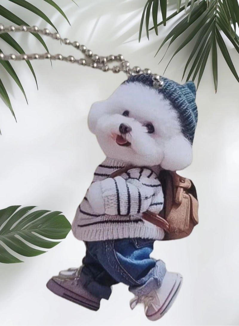 Acrylic Flat Pendant - Cute Puppy Backpack Key Chains - Image 2