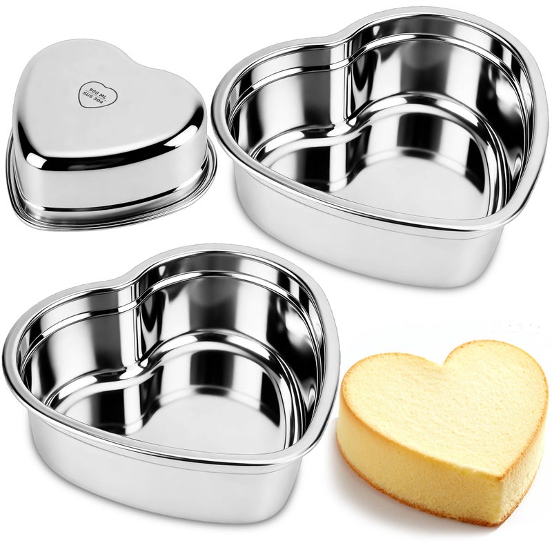 AWTBDP 6 Inch Heart Cake Pan Set of 2, Nonstick Heart Shaped Cake Pans for Layer cakes, Durable Stainless Steel Cake Baking Pans Tins for Valentine's Day/Thanksgiving/Wedding/Anniversary, Dishwasher Safe - Image 1