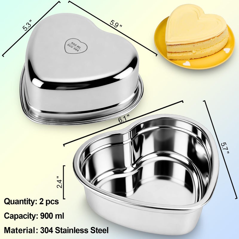 AWTBDP 6 Inch Heart Cake Pan Set of 2, Nonstick Heart Shaped Cake Pans for Layer cakes, Durable Stainless Steel Cake Baking Pans Tins for Valentine's Day/Thanksgiving/Wedding/Anniversary, Dishwasher Safe - Image 3