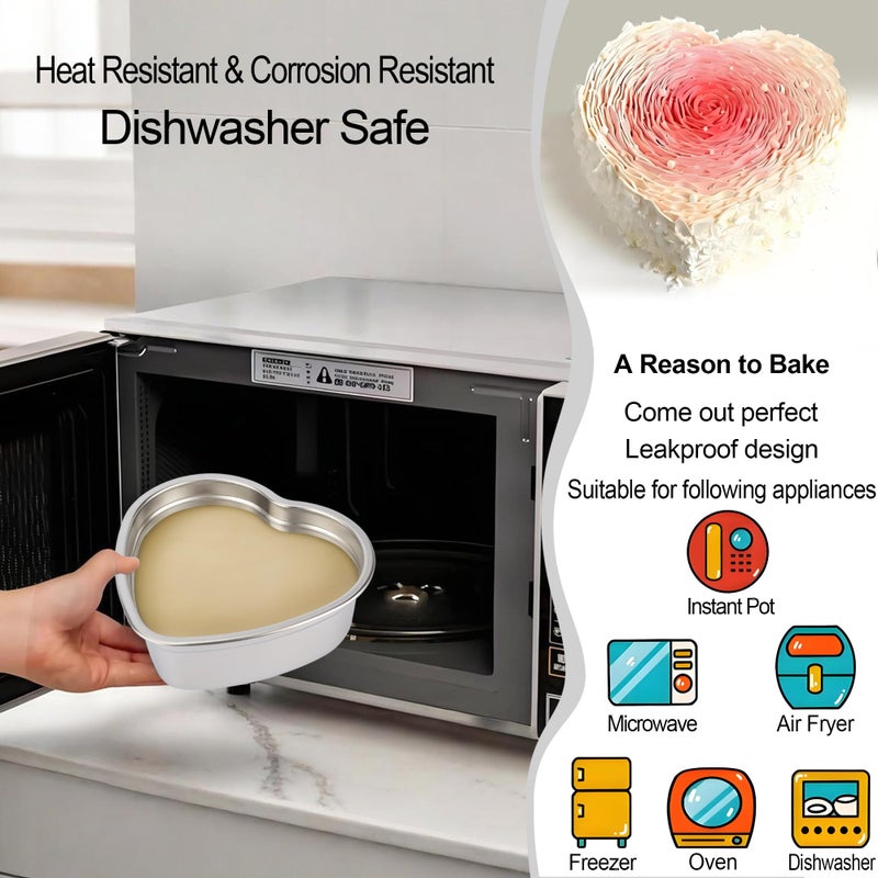 AWTBDP 6 Inch Heart Cake Pan Set of 2, Nonstick Heart Shaped Cake Pans for Layer cakes, Durable Stainless Steel Cake Baking Pans Tins for Valentine's Day/Thanksgiving/Wedding/Anniversary, Dishwasher Safe - Image 4