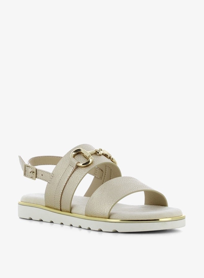 SJ Women's Metallic Accent Open Toe Sandals with Buckle Closure  - Image 1