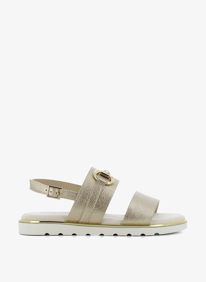 SJ Women's Metallic Accent Open Toe Sandals with Buckle Closure  - Image 2