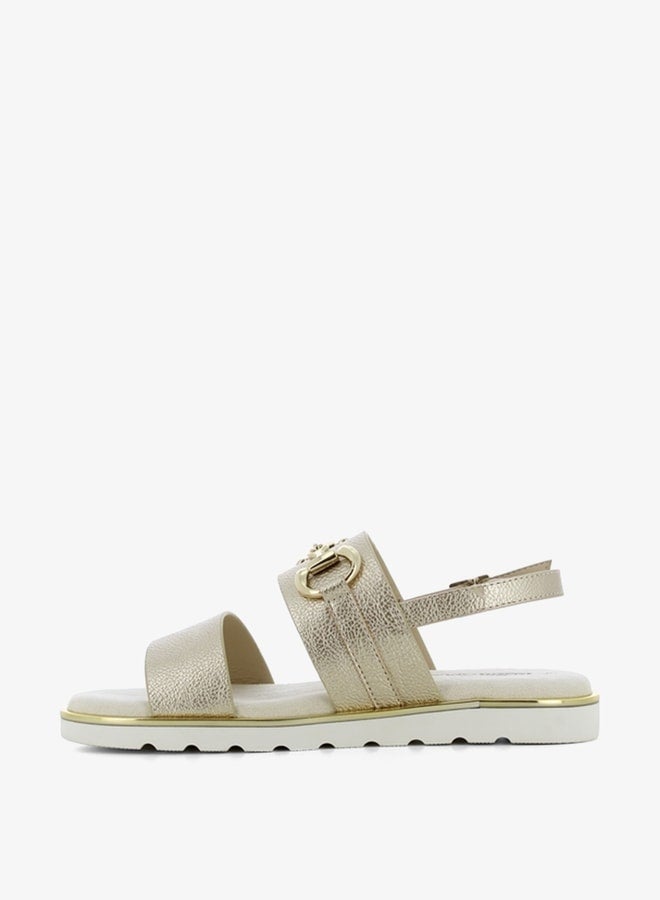 SJ Women's Metallic Accent Open Toe Sandals with Buckle Closure  - Image 4
