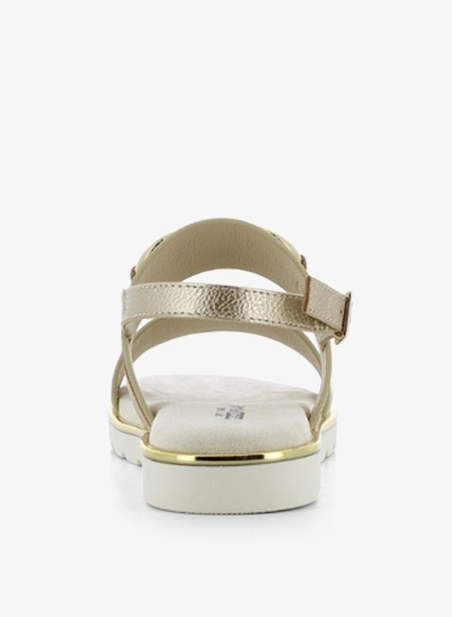 SJ Women's Metallic Accent Open Toe Sandals with Buckle Closure  - Image 3