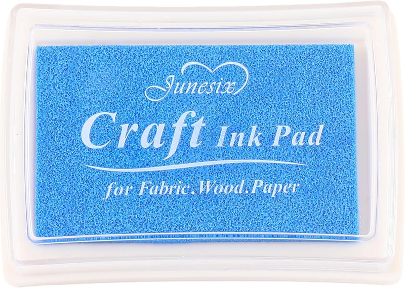 Craft Stamp Ink Pad for Paper Wood Fabric 15 Colors Available for Rubber Stamps (Light Blue)