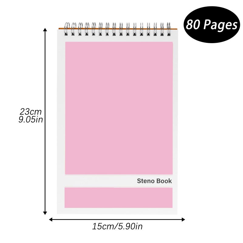 Duxesuk وسادات Duxesuk Steno - 6x9 بوصة 80 ورقة دفاتر ملاحظات Steno لكتابة الملاحظات في المدرسة والجامعة والكلية والمكتب (قطعتان ورديتان) - Image 3