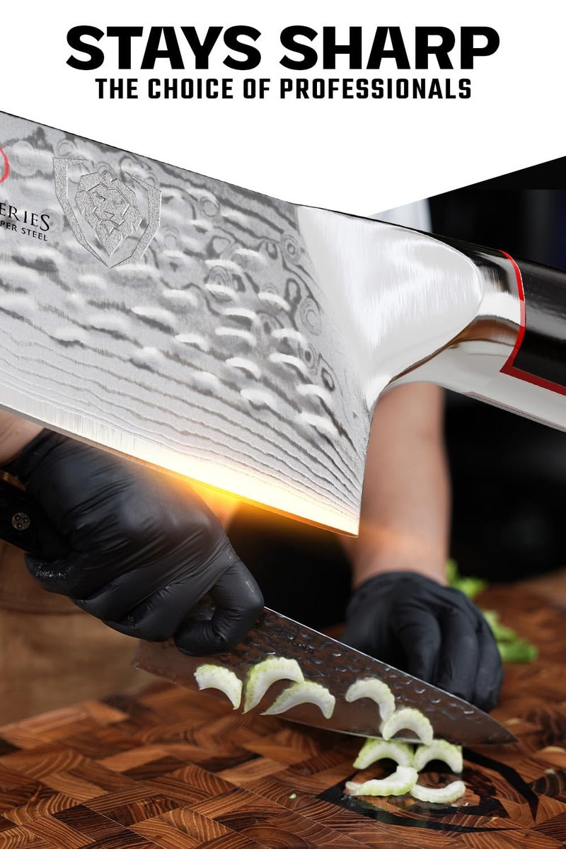 Dalstrong Chef Knife - 6 inch Blade - Shogun Series ELITE - Damascus - Japanese AUS-10V Super Steel - G10 Black Handle - Razor Sharp Kitchen Knife - Hammered Finish Chef's Knife - Sheath - Image 2