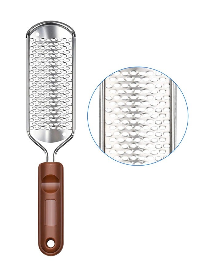 مبرد قدم احترافي للعناية بالقدمين، مقشر قدم ضخم قابل للفصل من الفولاذ المقاوم للصدأ للأقدام المبللة والجافة (بني) - Image 1