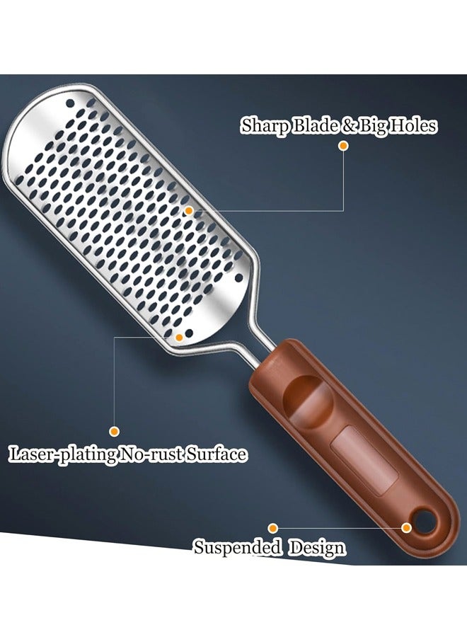 مبرد قدم احترافي للعناية بالقدمين، مقشر قدم ضخم قابل للفصل من الفولاذ المقاوم للصدأ للأقدام المبللة والجافة (بني) - Image 4