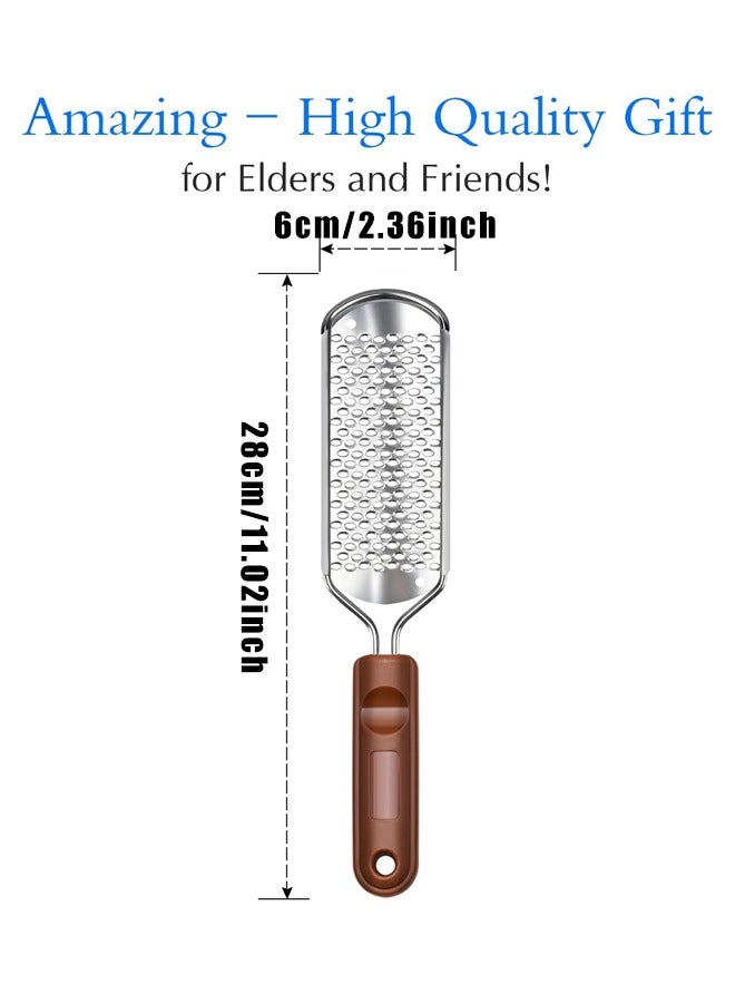 مبرد قدم احترافي للعناية بالقدمين، مقشر قدم ضخم قابل للفصل من الفولاذ المقاوم للصدأ للأقدام المبللة والجافة (بني) - Image 2