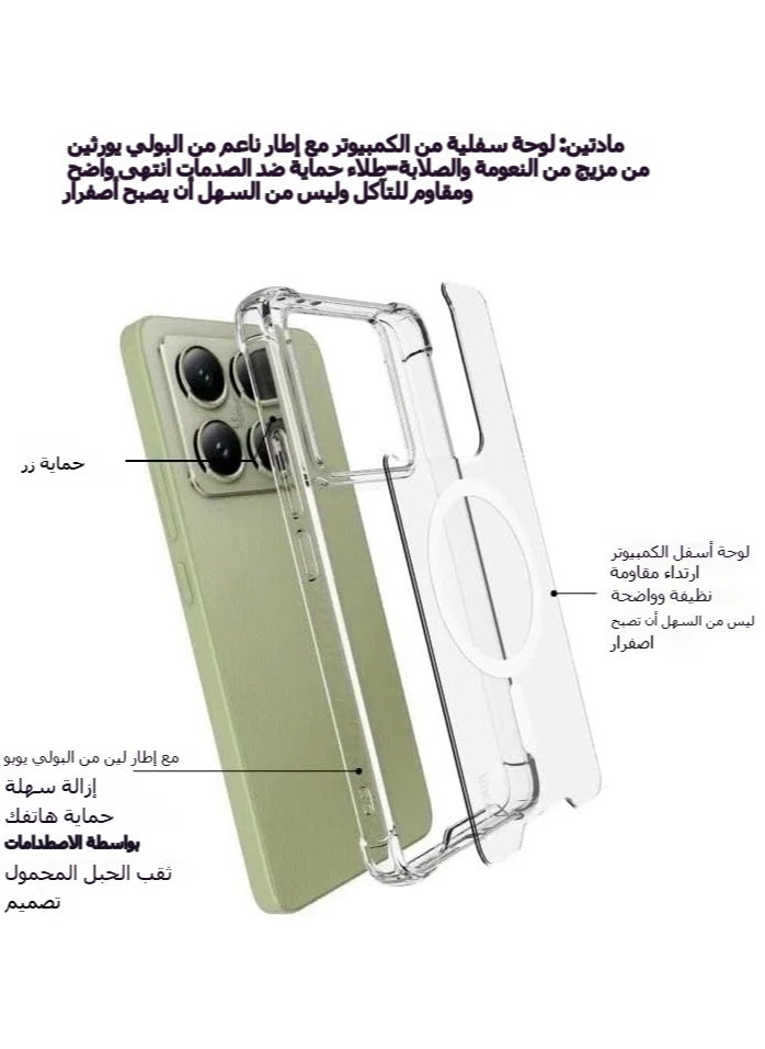 جنرال غطاء شفاف لـ Mi 14T Pro/Xiaomi 14T (2024)، غطاء شفاف مغناطيسي مقاوم للسقوط، غطاء فائق الرقة مقاوم للاصفرار مخصص لـ Mi 14T Pro.  - Image 5