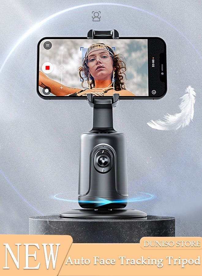 DUNISO Auto Face Tracking Tripod, 360°Rotation Auto Tracking Phone Holder Body Track Camera Mount with Remote, No App, Gesture Control, Moving Tripod for Vlog Live Streaming Video Recording Tiktok - Image 1