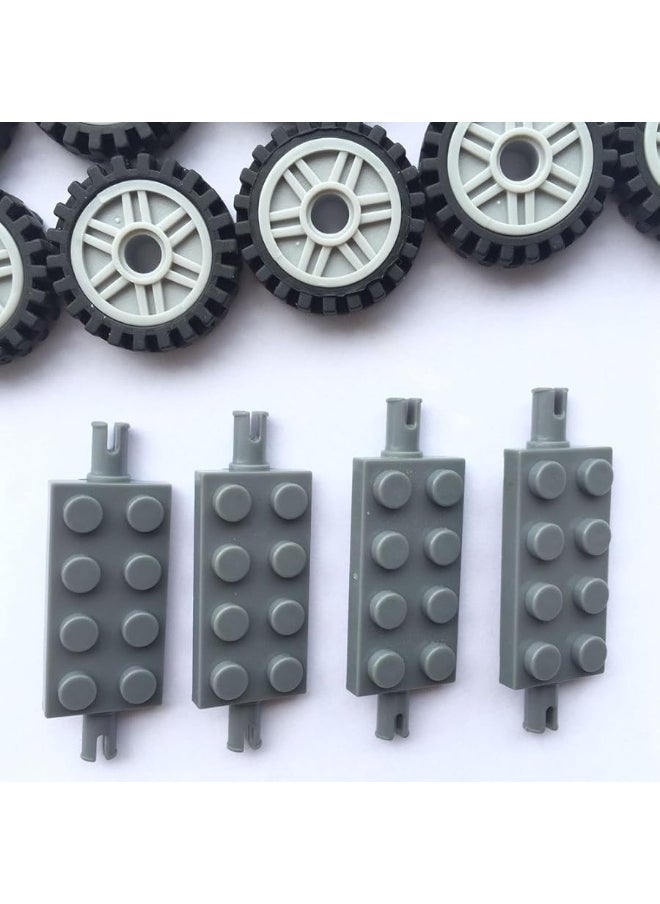 Taken All 24 mm X 7 mm Tire,Wheel and Long Axles -50 Pieces Brick Building Chassis Pieces Education Wheels Set Toy  - Image 3