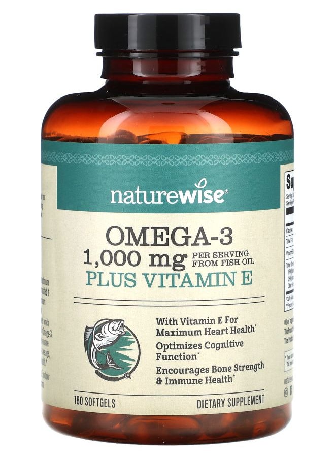 NatureWise - Omega-3 Plus Vitamin E 180 Softgels - Image 1