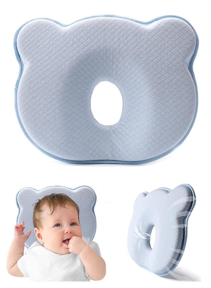 Memory Foam Baby Pillow - Portable Infant Head Support Pillow, Soft and Cozy, Cute Cartoon Bear Design, Prevents Flat Head for Boys & Girls - Image 1