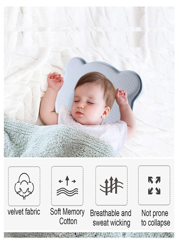 Memory Foam Baby Pillow - Portable Infant Head Support Pillow, Soft and Cozy, Cute Cartoon Bear Design, Prevents Flat Head for Boys & Girls - Image 3