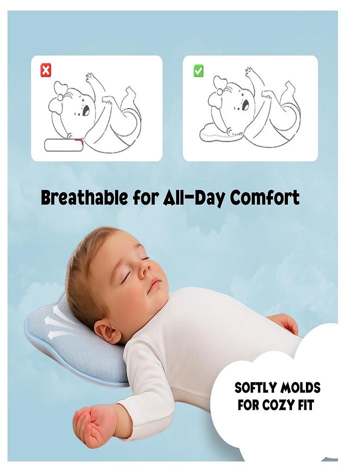 Memory Foam Baby Pillow - Portable Infant Head Support Pillow, Soft and Cozy, Cute Cartoon Bear Design, Prevents Flat Head for Boys & Girls - Image 4