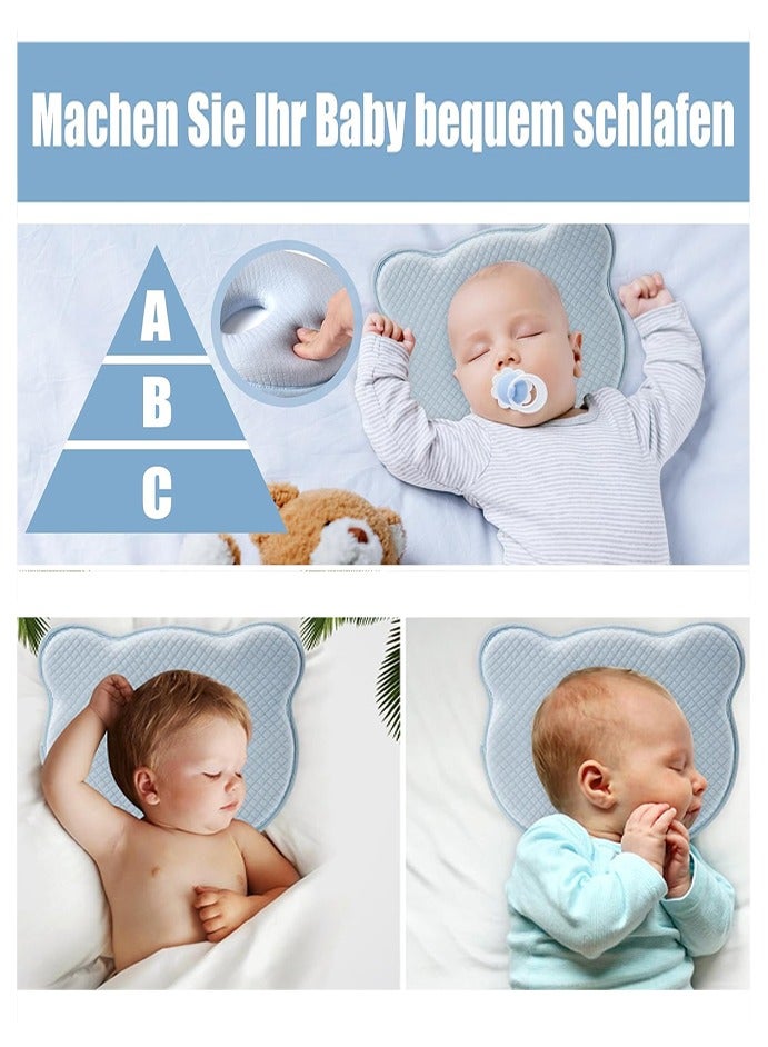 Memory Foam Baby Pillow - Portable Infant Head Support Pillow, Soft and Cozy, Cute Cartoon Bear Design, Prevents Flat Head for Boys & Girls - Image 5