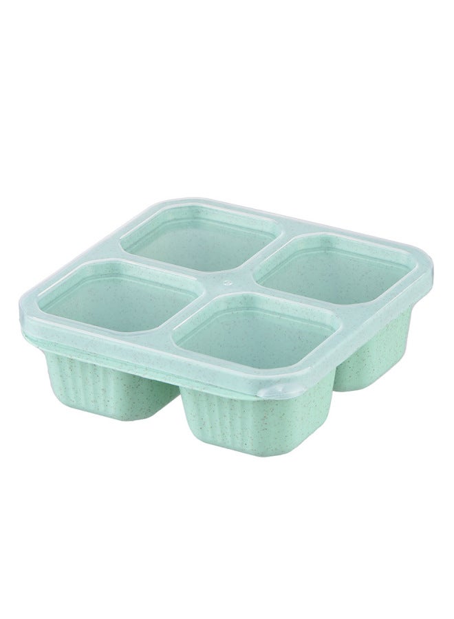 Candy-colored Partitioned Non-leaking Lunch Box Four-grid Snack Pastry Nut Covered Platter Straw Rice Box Add Logo-Specifications:Snack Box 4 Compartments-green - Image 1
