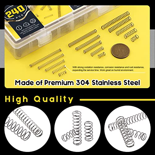 Mardatt 240 Pcs 15 Sizes Compression Springs Assortment Kit Mini Stainless Steel Springs for Repairs with Case, OD 4mm 5mm 6mm, 10-50mm Length, Wire Diameter 0.3mm, 0.4mm, 0.5mm - Image 4