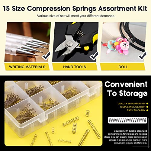 Mardatt 240 Pcs 15 Sizes Compression Springs Assortment Kit Mini Stainless Steel Springs for Repairs with Case, OD 4mm 5mm 6mm, 10-50mm Length, Wire Diameter 0.3mm, 0.4mm, 0.5mm - Image 3
