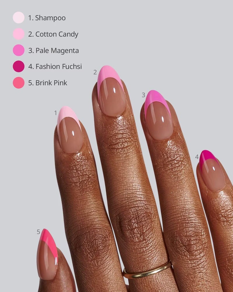 BTArtboxnails XCOATTIPS Pink French Tip Press On Nails - Short Press On Nails Almond, Soft Gel Nail Tips, 160Pcs Soak Off Acrylic Brown Fake Nail Extension in 16 Sizes - Image 3