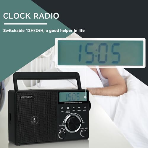 Retekess TR635 Portable Digital Radio,AM FM Shortwave Radios with Best Reception,Backlight LCD Display,Clock,Battery Operated Radio or AC Power,for,Elder,Home - Image 5