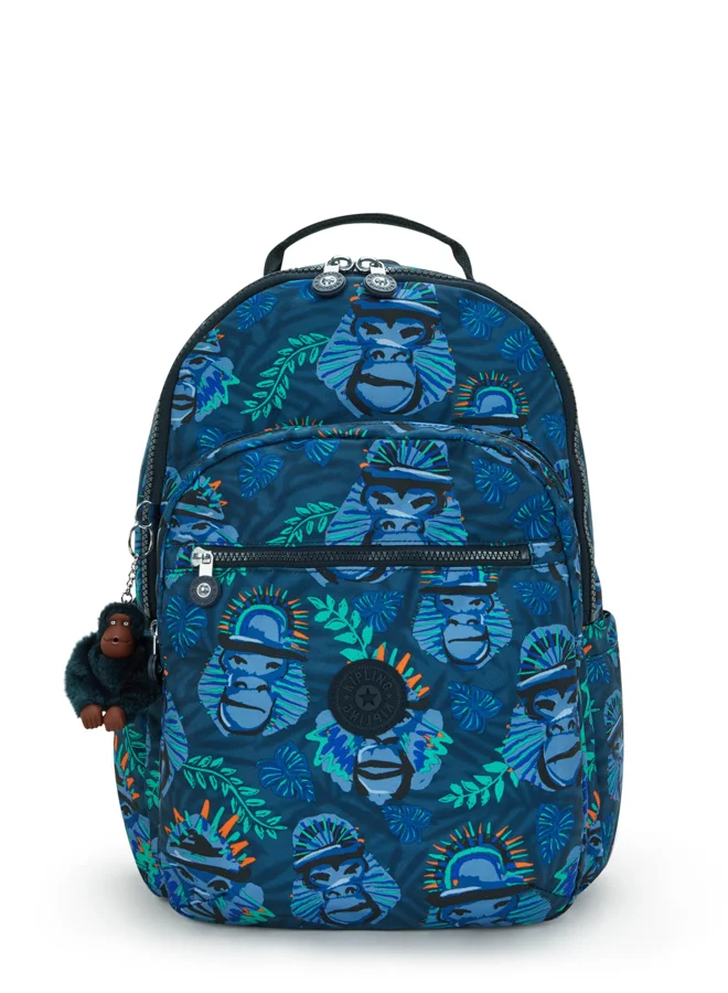 kipling Large backpack (with laptop compartment) Unisex Blue Monkey Fun Seoul Lap