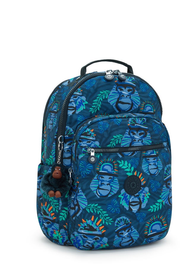 kipling Large backpack (with laptop compartment) Unisex Blue Monkey Fun Seoul Lap - Image 4