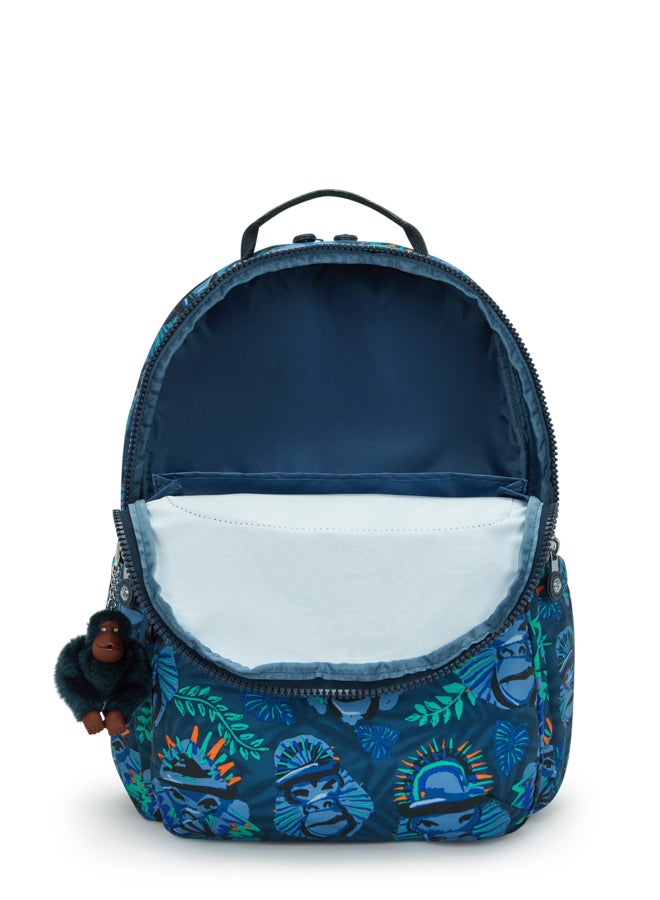 kipling Large backpack (with laptop compartment) Unisex Blue Monkey Fun Seoul Lap - Image 3