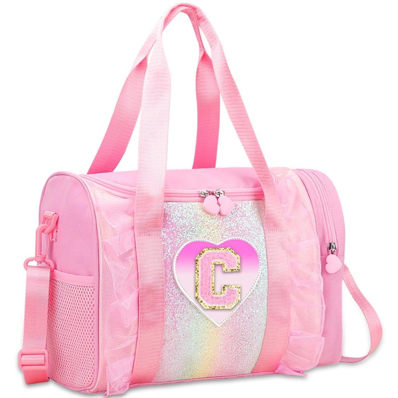 RHCPFOVR Personalized Monogram Dance Bag for Girls 36 Years duffle bag for Kids Lightweight Water Resistant Oxford Backpack for Ballet Cheerleading Sleepovers Gymnastics Pink C - Image 2