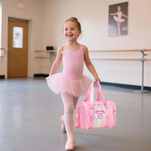 RHCPFOVR Personalized Monogram Dance Bag for Girls 36 Years duffle bag for Kids Lightweight Water Resistant Oxford Backpack for Ballet Cheerleading Sleepovers Gymnastics Pink C - Image 3