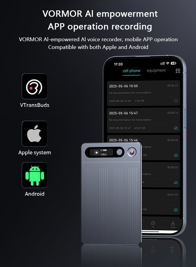 VORMOR AI Voice Recorder, App Control, Transcribe & Summarize Empowered by Chat GPT, Support 134 Languages, 64GB, Audio Recorder for Calls, Meetings, Interviews - Image 4