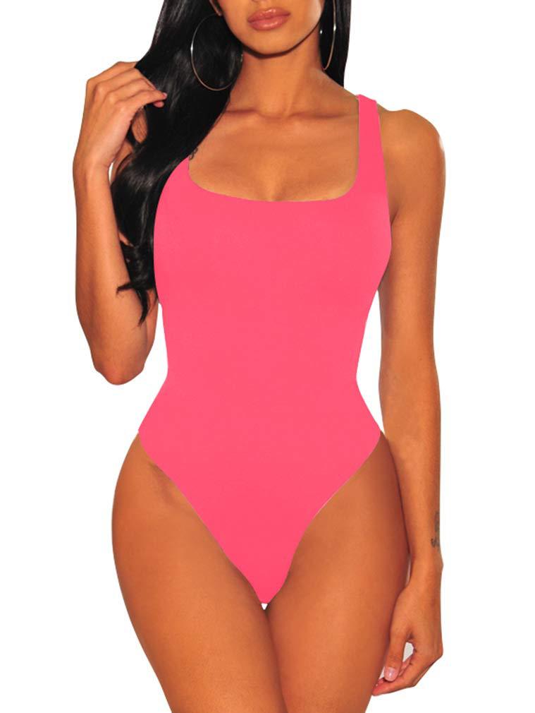 2024 Solid Color Swimsuit Summer Seaside One-Piece Swimsuit Classic Style Holiday Travel Tight Swimsuit - Image 1