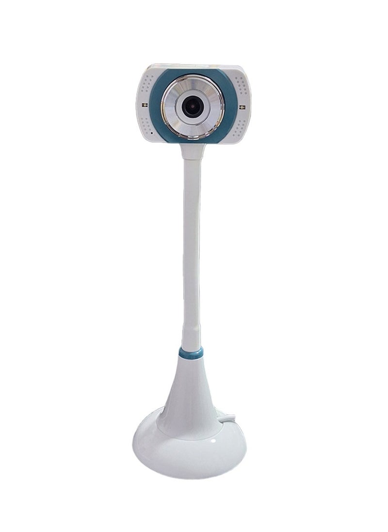 Generic - PC Webcam with Microphone Flexible Hose Desktop Web Camera USB Driver-Free Mini Web Camera for Video Conference Recording Work (Blue White Color) - Image 1