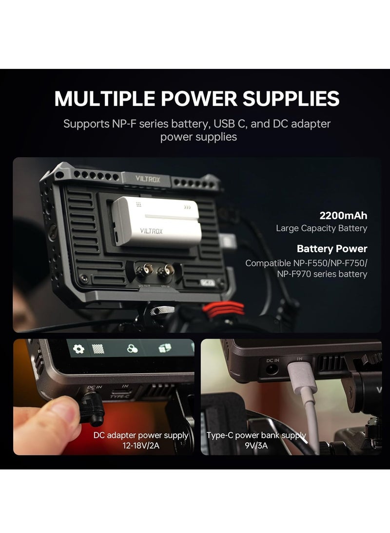 Viltrox DC‑X2 6″ Touchscreen Field Monitor – 2000 nits, Full HD 1920×1080 IPS, 4K HDMI In/Out, 3D LUTs, Waveform, Focus Peaking, Sunshade & NP‑F Battery Slot - Image 4