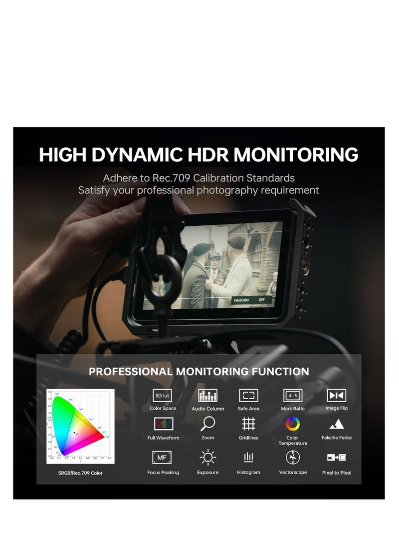 Viltrox DC‑X2 6″ Touchscreen Field Monitor – 2000 nits, Full HD 1920×1080 IPS, 4K HDMI In/Out, 3D LUTs, Waveform, Focus Peaking, Sunshade & NP‑F Battery Slot - Image 5