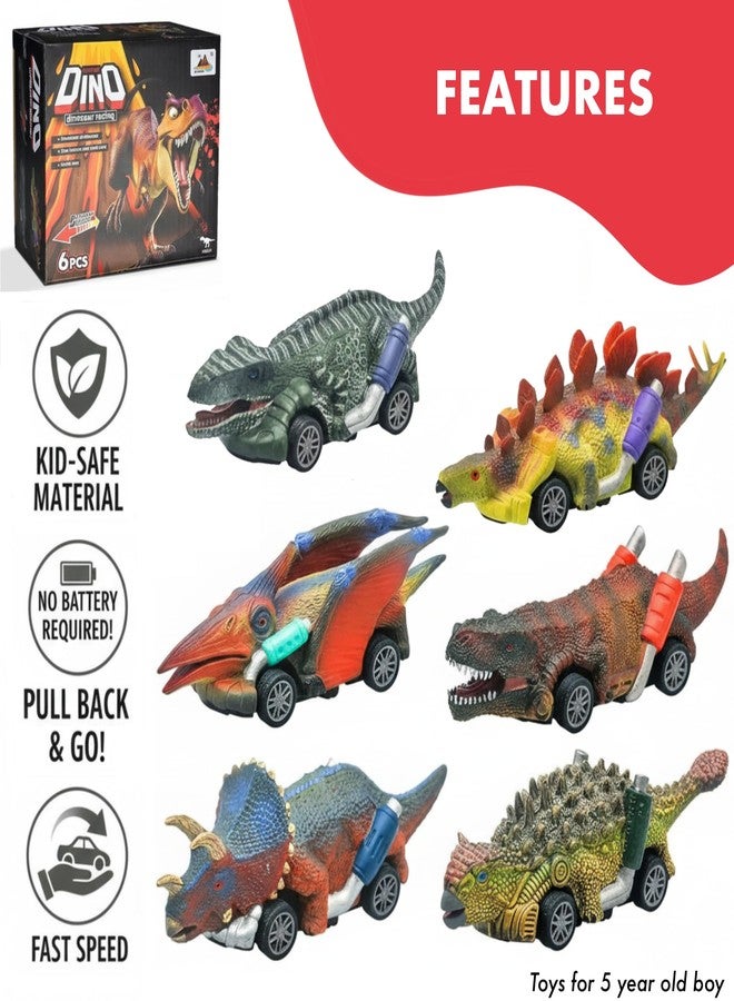 SNAPTRON Dinosaur Toy Car for Kids -6 pcs Pull Back Cars for 3 4 5 Kid Boys Girls/Pull Back Toys for 5+ Year Old Boy, Dinosaur Toys for Kids,Cars for Boy, Dino Toy for 3 Years Old Boys - Image 3
