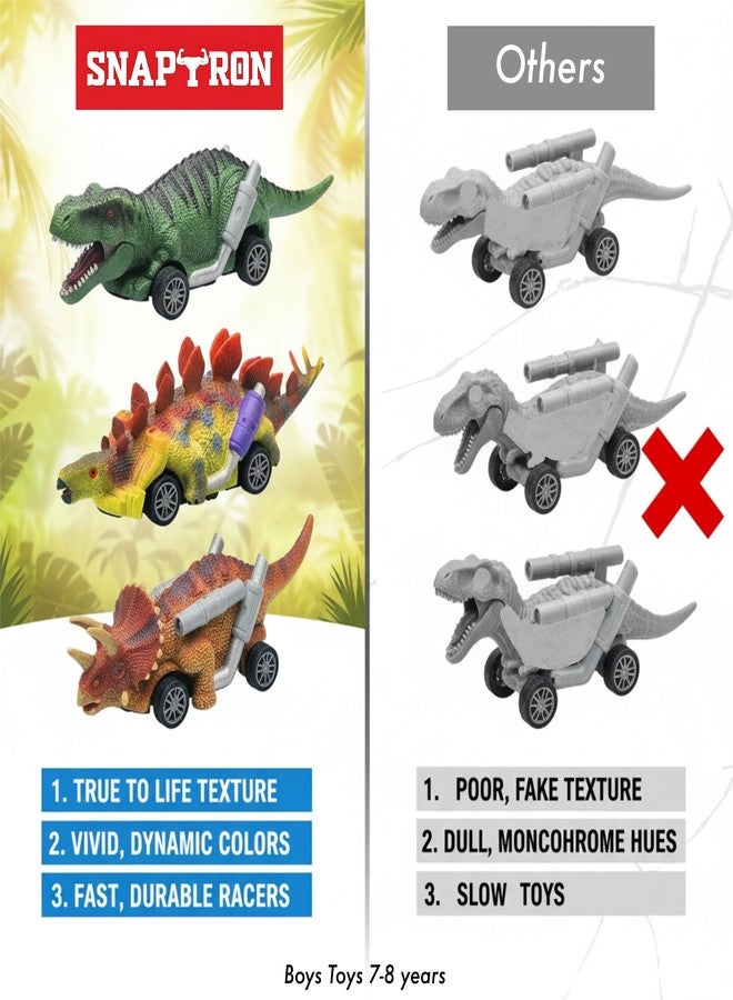 SNAPTRON Dinosaur Toy Car for Kids -6 pcs Pull Back Cars for 3 4 5 Kid Boys Girls/Pull Back Toys for 5+ Year Old Boy, Dinosaur Toys for Kids,Cars for Boy, Dino Toy for 3 Years Old Boys - Image 5