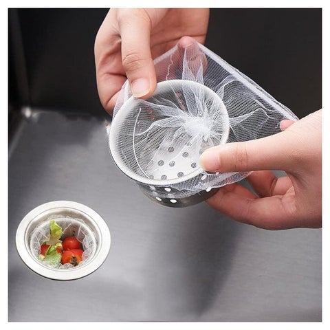 أكياس مصفاة حوض شبكية للاستعمال مرة واحدة 100 قطعة من أكياس قمامة فلتر حوض مرنة مضادة للانسداد وصديقة للبيئة تناسب جميع أحجام الصرف لجمع نفايات الطعام في المطبخ (100)