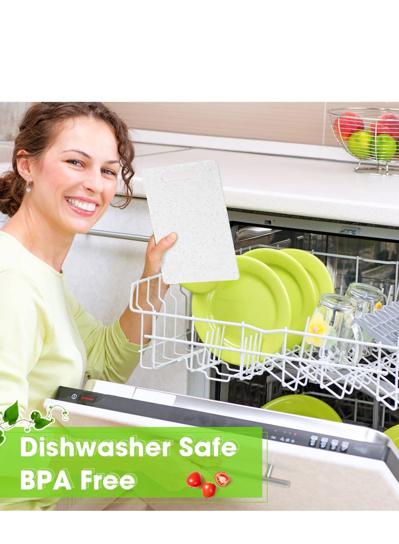 SYOSI Plastic Utility Cutting Board with Handles, Food Safe PP Material, Dishwasher Safe, Thick Chopping Board, Large Size, Easy Grip Handle, for Kitchen (White 3 Pcs) - Image 4