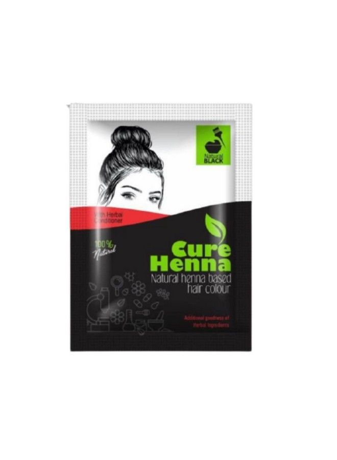 Cure Herbal Hennabased Hair Color For Shiny And Silky Hair With Herbal Organic 400 Grams Naturally Black (10 Packets Of 40 Gram) - Image 2
