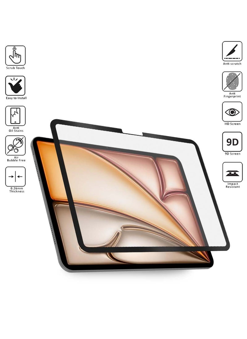 Wtech - Apple iPad Air 2025 (7th Generation) M3 13 inch Nano Ceramic Full Glue Full Cover Matte Flexible Screen Protector 2 Pack - Clear/Black - Image 1