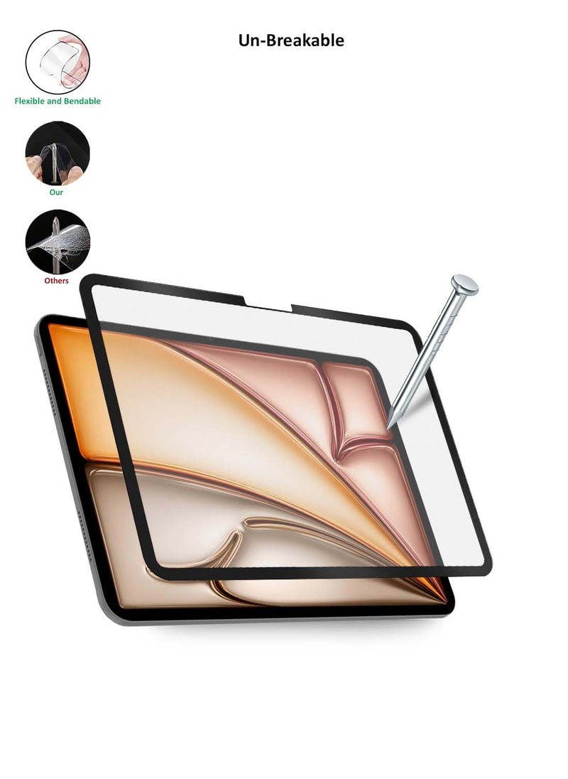 Wtech - Apple iPad Air 2025 (7th Generation) M3 13 inch Nano Ceramic Full Glue Full Cover Matte Flexible Screen Protector 2 Pack - Clear/Black - Image 1