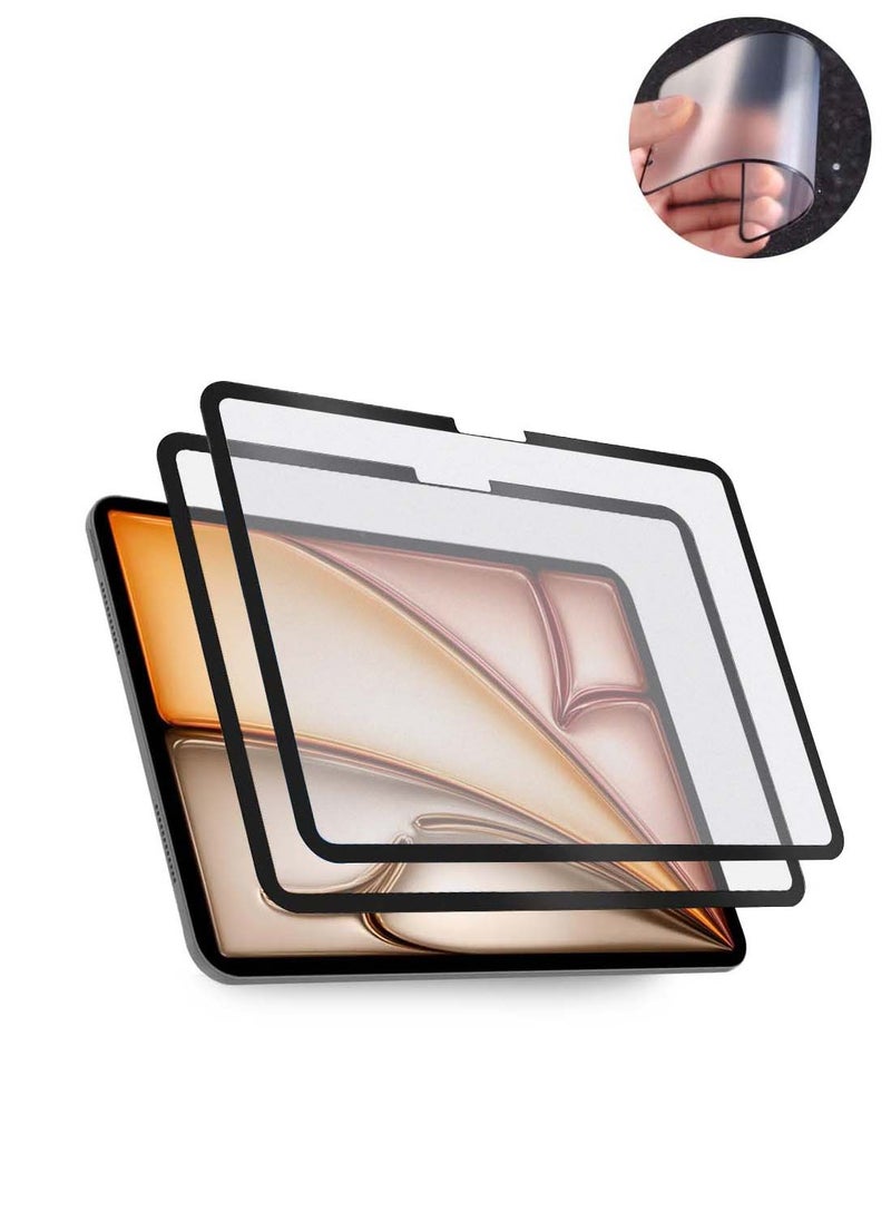 Wtech - Apple iPad Air 2025 (7th Generation) M3 13 inch Nano Ceramic Full Glue Full Cover Matte Flexible Screen Protector 2 Pack - Clear/Black - Image 1