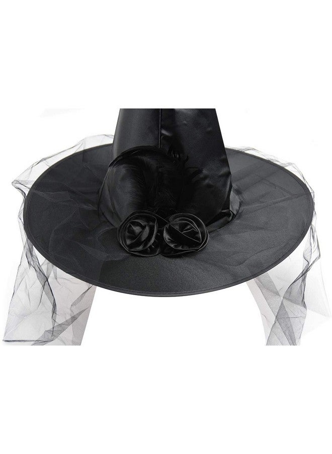 Auerllcy Halloween Witch Hat Costume Accessory Women Hats for Halloween Party Cosplay (Black) - Image 2