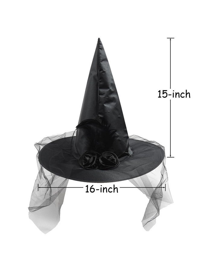Auerllcy Halloween Witch Hat Costume Accessory Women Hats for Halloween Party Cosplay (Black) - Image 3