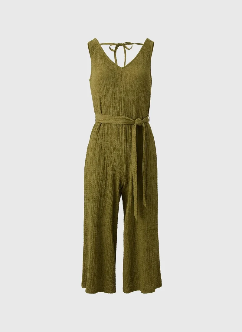 Matalan Khaki Crinkle Textured Jumpsuit