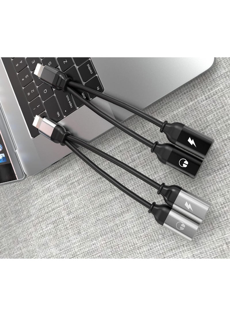 Rock Pow - iPhone Adapter Headphone Adapter for iPhone, Dual Lightning Audio and Charger Adapter Dongle Cable Splitter Compatible with iPhone 14/14 Pro Max/13/12/11/SE/X/XS/8 - Image 1