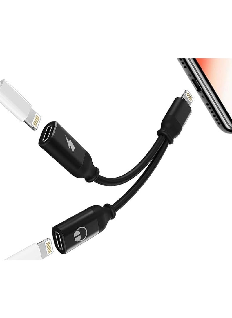 Rock Pow - iPhone Adapter Headphone Adapter for iPhone, Dual Lightning Audio and Charger Adapter Dongle Cable Splitter Compatible with iPhone 14/14 Pro Max/13/12/11/SE/X/XS/8 - Image 1